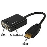 מתאם HDMI זכר ל VGA נקבה + סאונד מתאם HDMI זכר ל VGA נקבה + סאונד