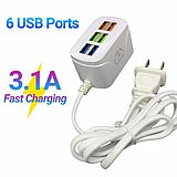 מטען קיר עם 6 כניסות USB להטענת עד 6 מכשירים בו זמנית USB POWER ADATER 6 PORT 30W 6A מטען קיר עם 6 כניסות USB להטענת עד 6 מכשירים בו זמנית USB POWER ADATER 6 PORT 30W 6A