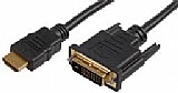 כבל איכותי DVI MALE TO HDMI MALE 2M זכר לזכר כבל איכותי DVI MALE TO HDMI MALE 2M זכר לזכר